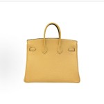 HERMES Birkin 25 Silver clasp handbag for Women, 1G Mais corn yellow